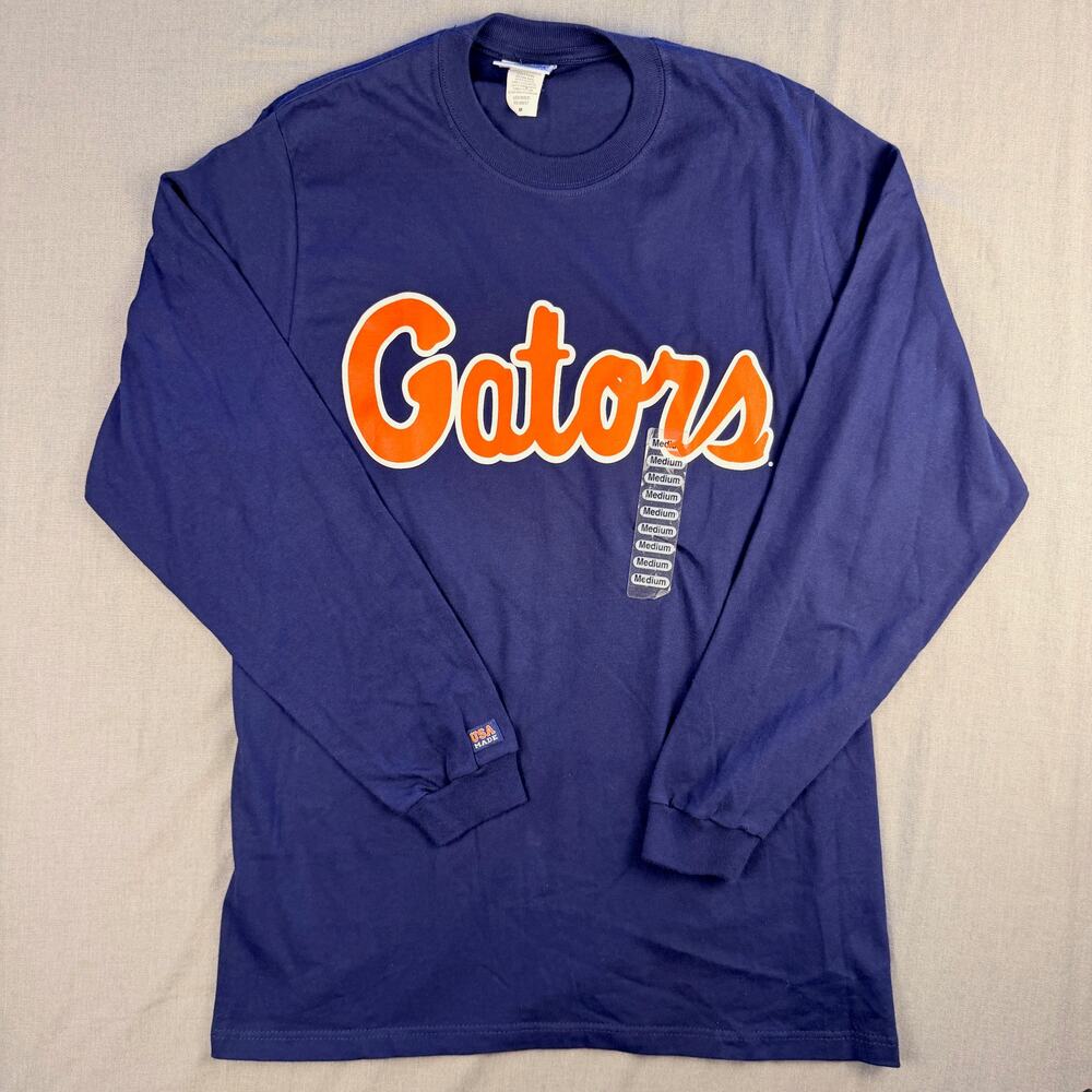 Florida Gators Long Sleeve Shirt Mens Medium Blue NCAA USA Made Graphic Tee